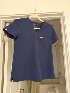 Figs Navy V-Neck Medical Scrub Top